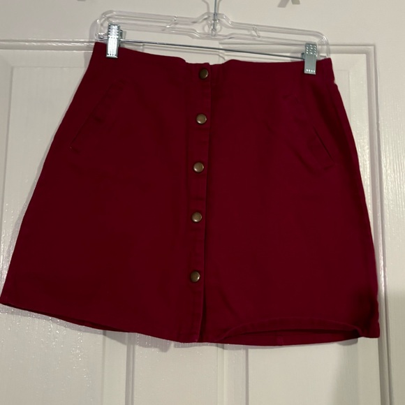 Red Button Up Skirt - Picture 1 of 2